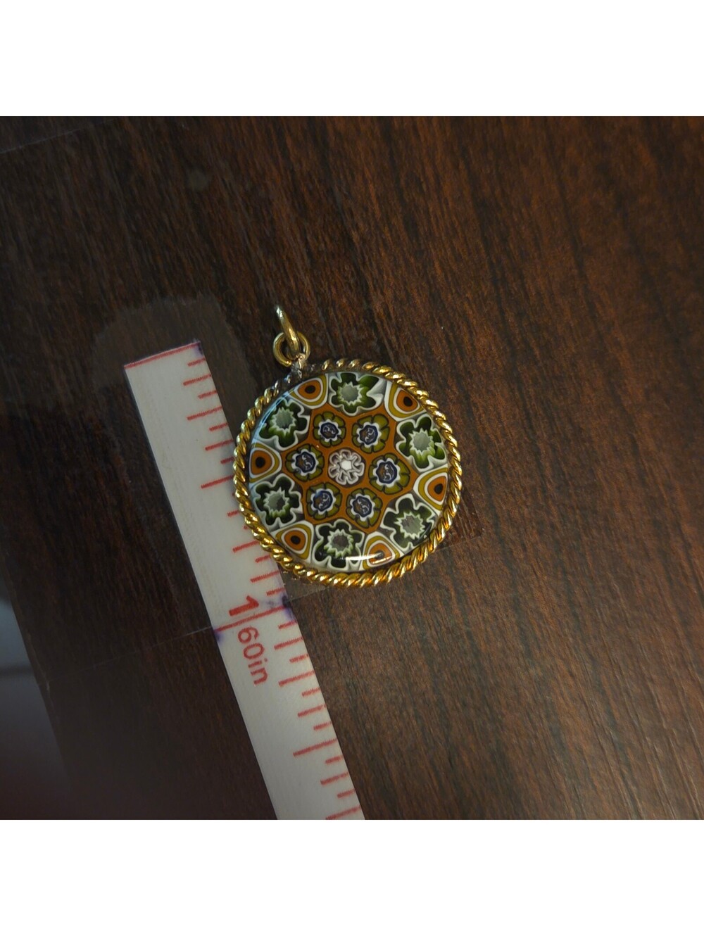 Vintage Gold-plated Italian Millefiori Art Glass Pendant - Picture 7 of 7
